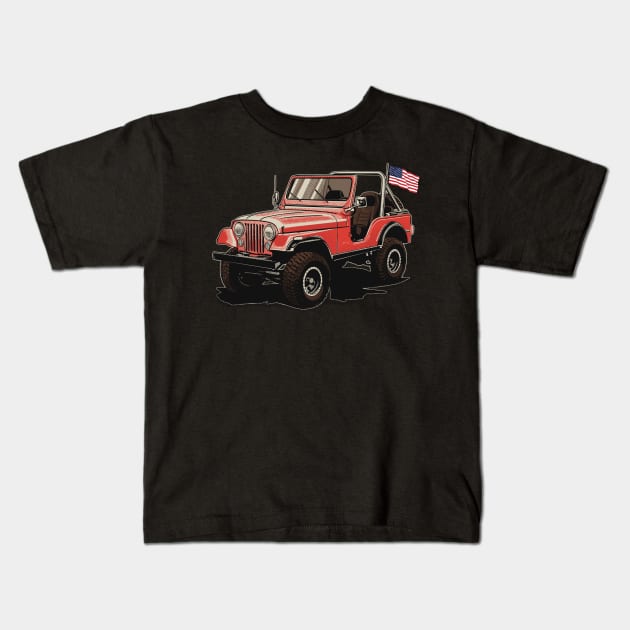 American jeep cj Kids T-Shirt by Saturasi